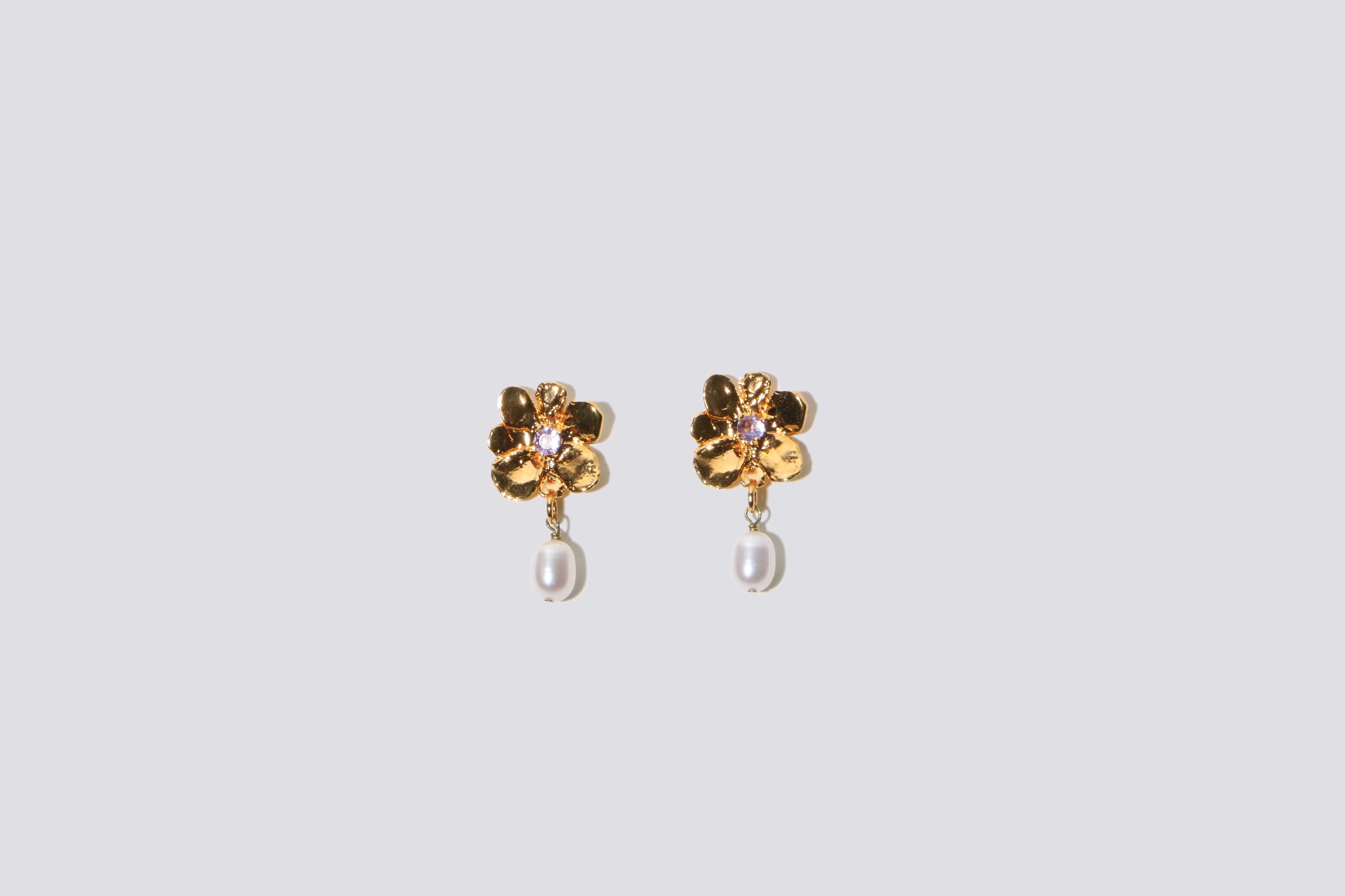 Maimoun Mondo Mondo Flower Pearl Drop Earrings