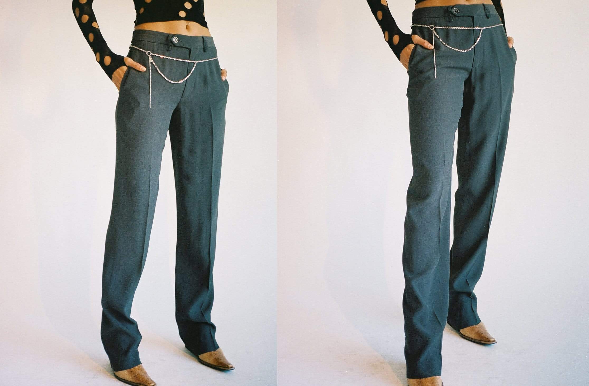 Priscavera ~ Charcoal Low Rise Suit Trouser