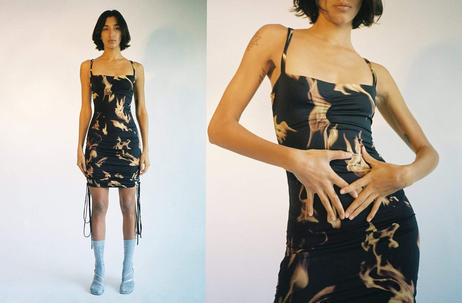 Maimoun Priscavera Flame Ruched Dress