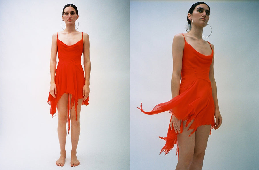 Maimoun Priscavera Poppy Cowl Neck Mini Dress