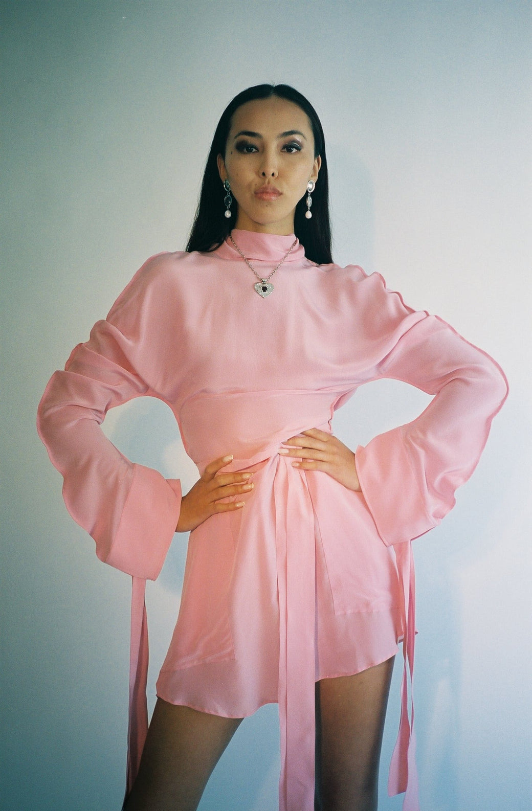 Zoltán Tóth ~ Pink Silk Mini Tie Dress
